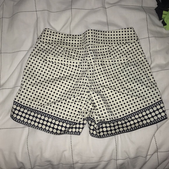 J Crew cream and navy blue polka dotted shorts - Picture 2 of 3